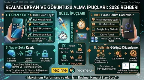 Realme ekran kayıt ve ekran görüntüsü alma ipuçları