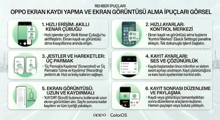 Oppo ekran kaydı yapma ve ekran görüntüsü alma ipuçları