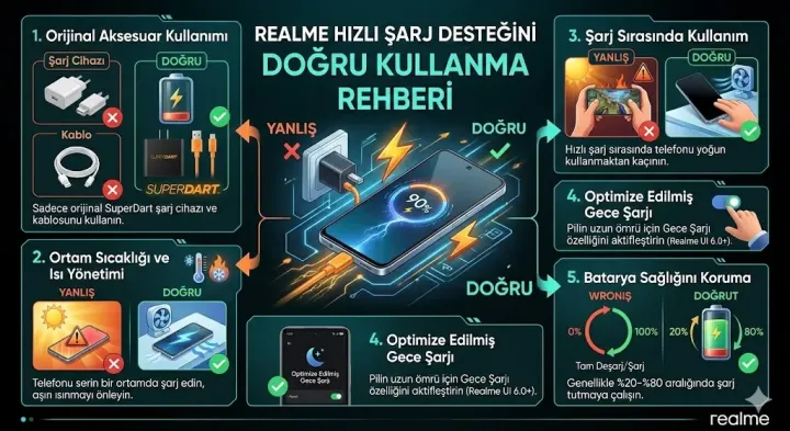 Realme hızlı şarj desteğini doğru kullanma rehberi