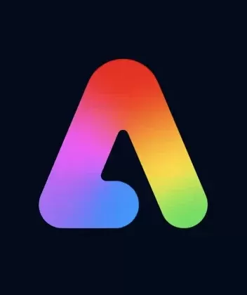 Koyu arka plan üzerinde renk geçişli Adobe Express logosu
