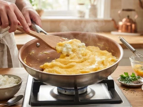 Çırpılmış Yumurtayı Kremamsı Yapan Peynir Dokunuşu