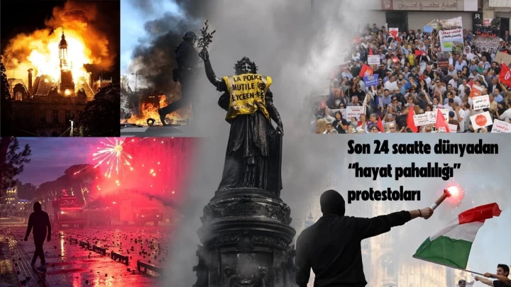 Hayat pahalılığı protestolarından farklı sahnelerin yer aldığı kolaj