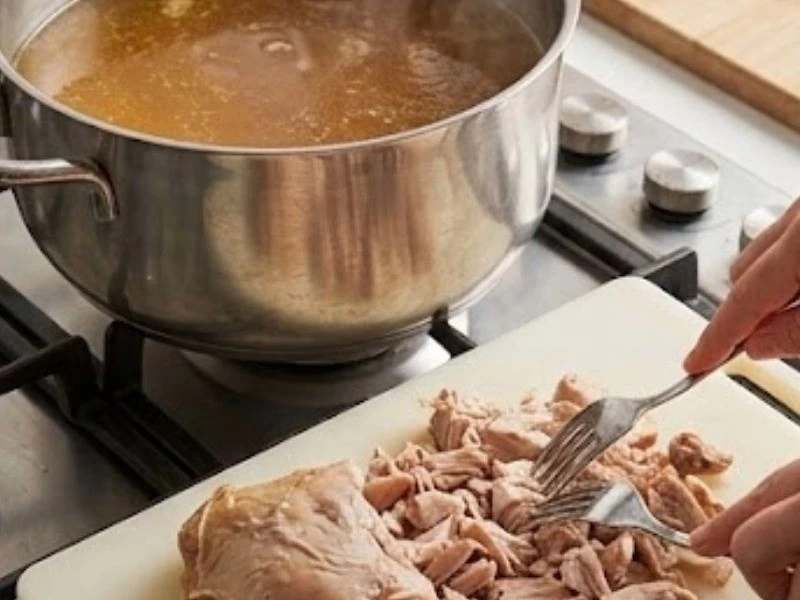 Hindi etinin iki çatalla didiklenmesi