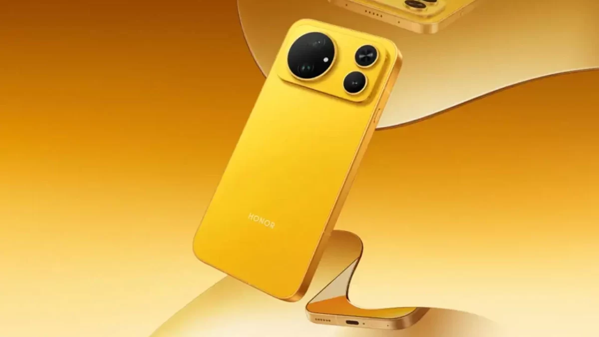 Sarı renkli Honor Magic 9 Super Edition telefonun arka yüzü
