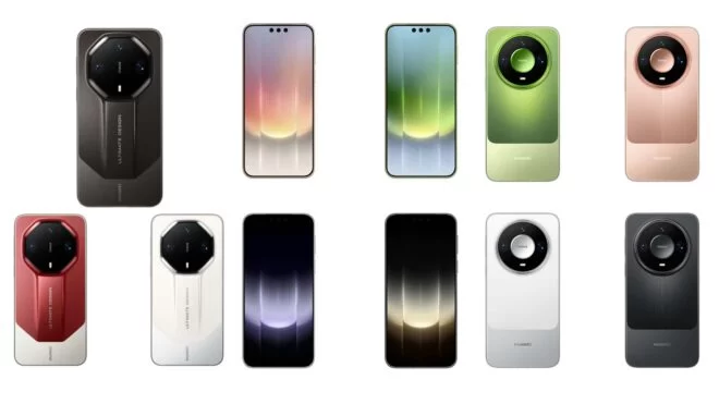 Farklı renklerde Huawei Mate 90 serisi telefon görselleri