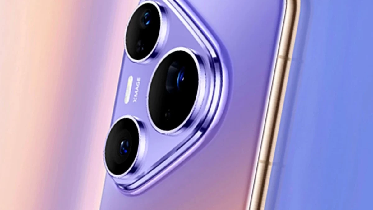 Huawei Pura 90 Plus’ın mor renkli arka yüzü ve üçgen biçimli kamera adası