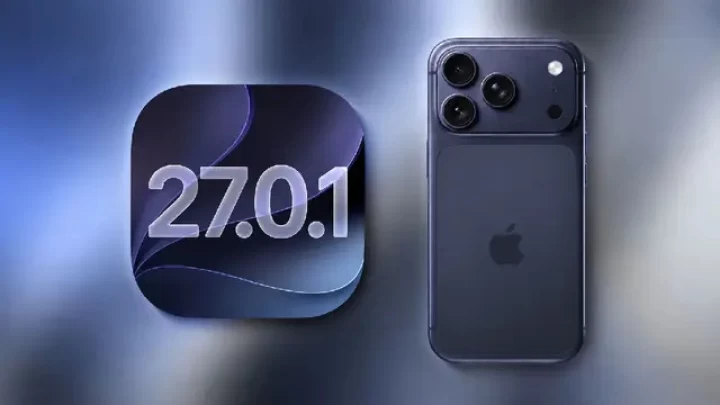 Face ID simgesi önünde arka yüzü görünen iPhone