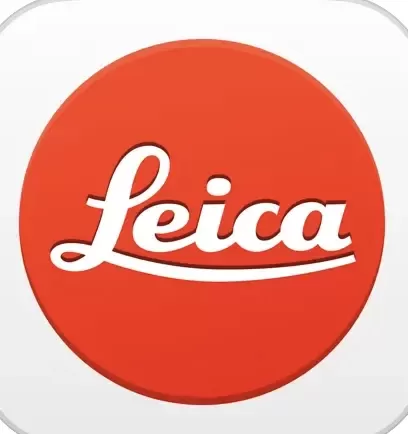 Kırmızı zemin üzerindeki beyaz Leica logosu