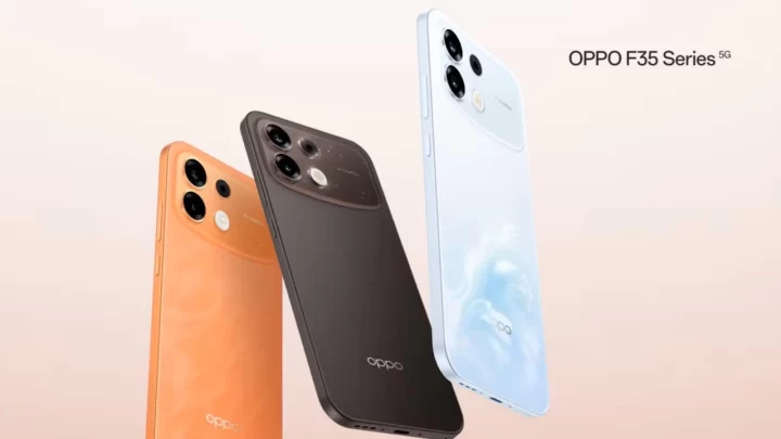 Oppo F35 serisinin turuncu, koyu renkli ve açık renkli telefon modelleri