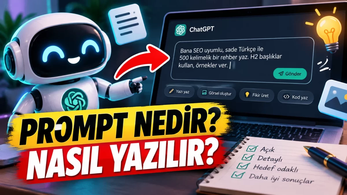 Prompt yazımı ve yapay zekâ hakkında rehber görseli