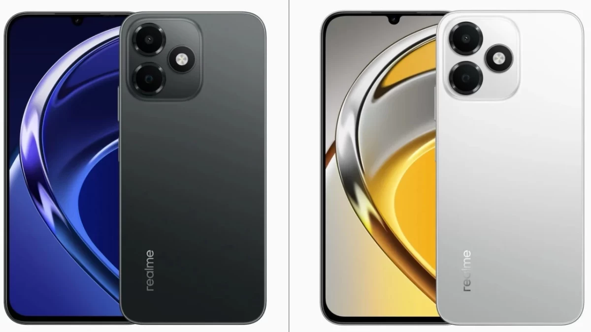 Realme P4s Lite telefonun siyah ve beyaz renk seçenekleri