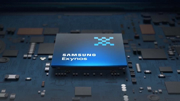 Samsung Exynos işlemcisini temsil eden çip görseli