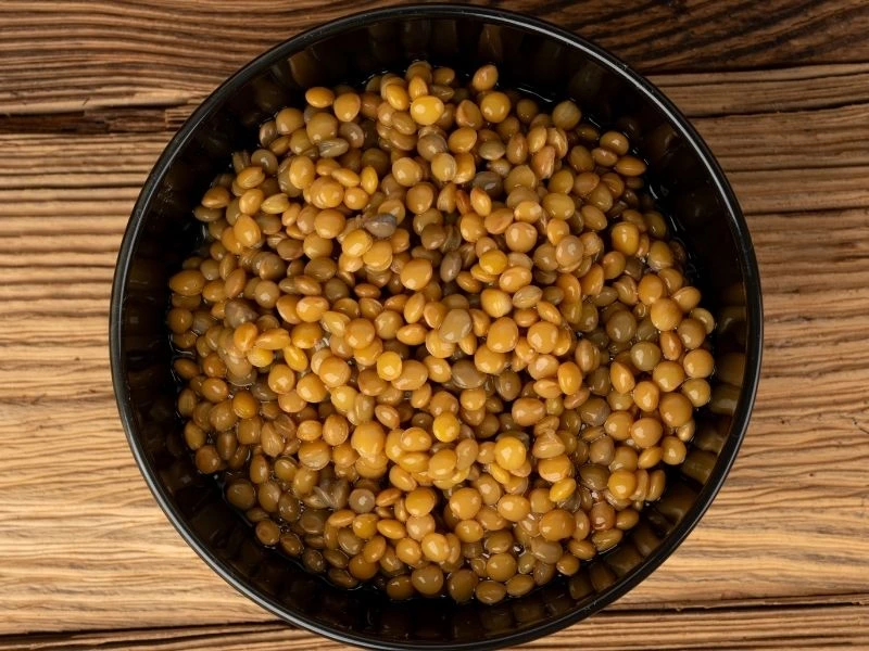 Bir kâsede haşlanmış yeşil mercimek