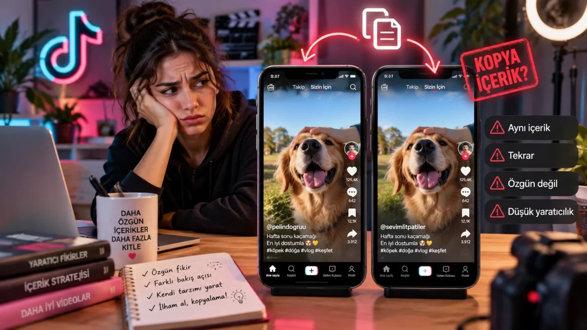 İki telefonda aynı köpek videosu ve kopya içerik uyarıları