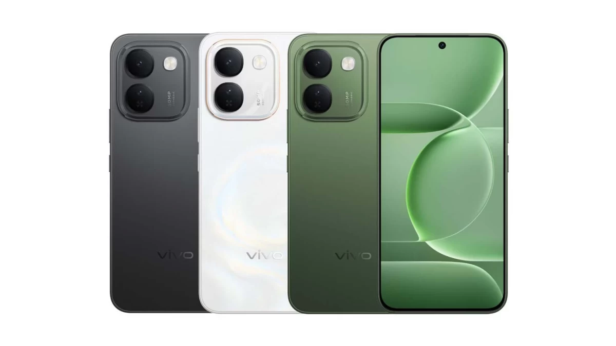 Vivo S2 FE telefonun siyah, beyaz ve yeşil renk seçenekleri ile ön yüzü