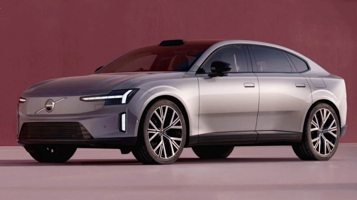 Volvo ES90 elektrikli otomobilin önden ve yandan görünümü