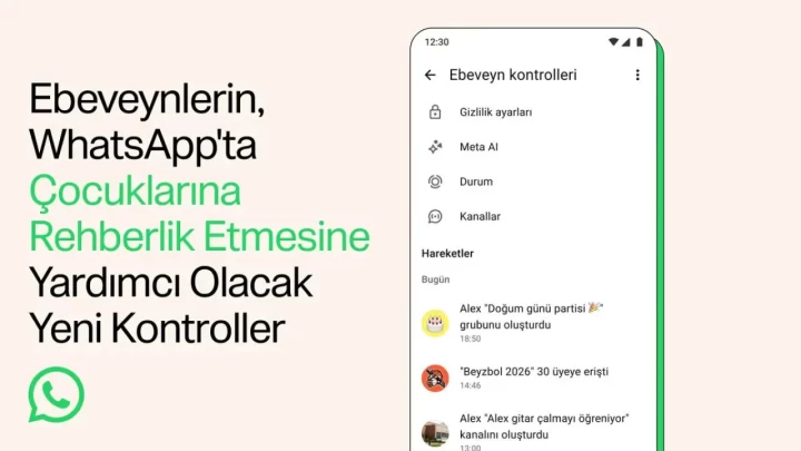 WhatsApp ebeveyn kontrolleri ekranını tanıtan görsel