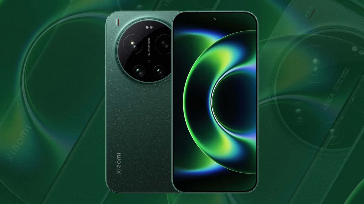Yeşil tonlarda gösterilen Xiaomi akıllı telefonun ön ve arka yüzü