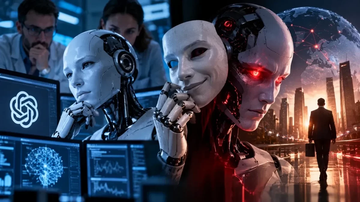 Yapay zekâ sistemlerini ve robotları gösteren temsili kolaj