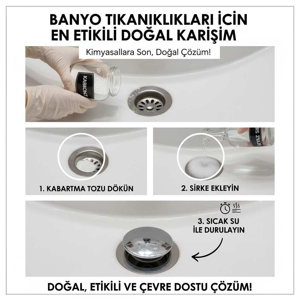 Banyo Tıkanıklıkları İçin En Etkili Doğal Karışım banyo tıkanıklıkları
