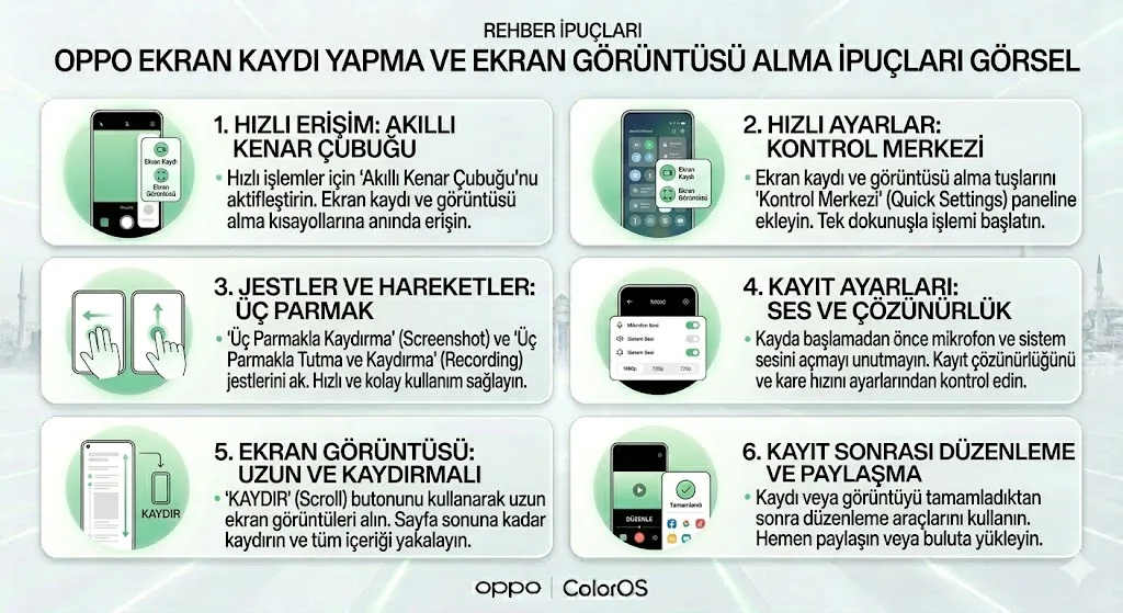 Oppo ekran kaydı yapma ve ekran görüntüsü alma ipuçları kay