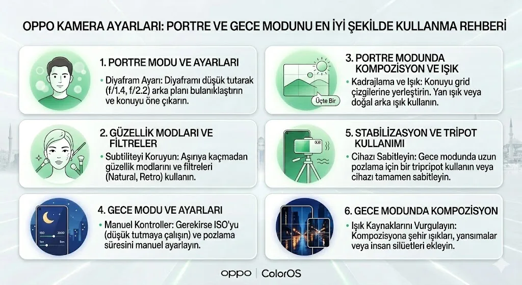 Oppo kamera ayarları: Portre ve gece modunu en iyi şekilde kullanma oo